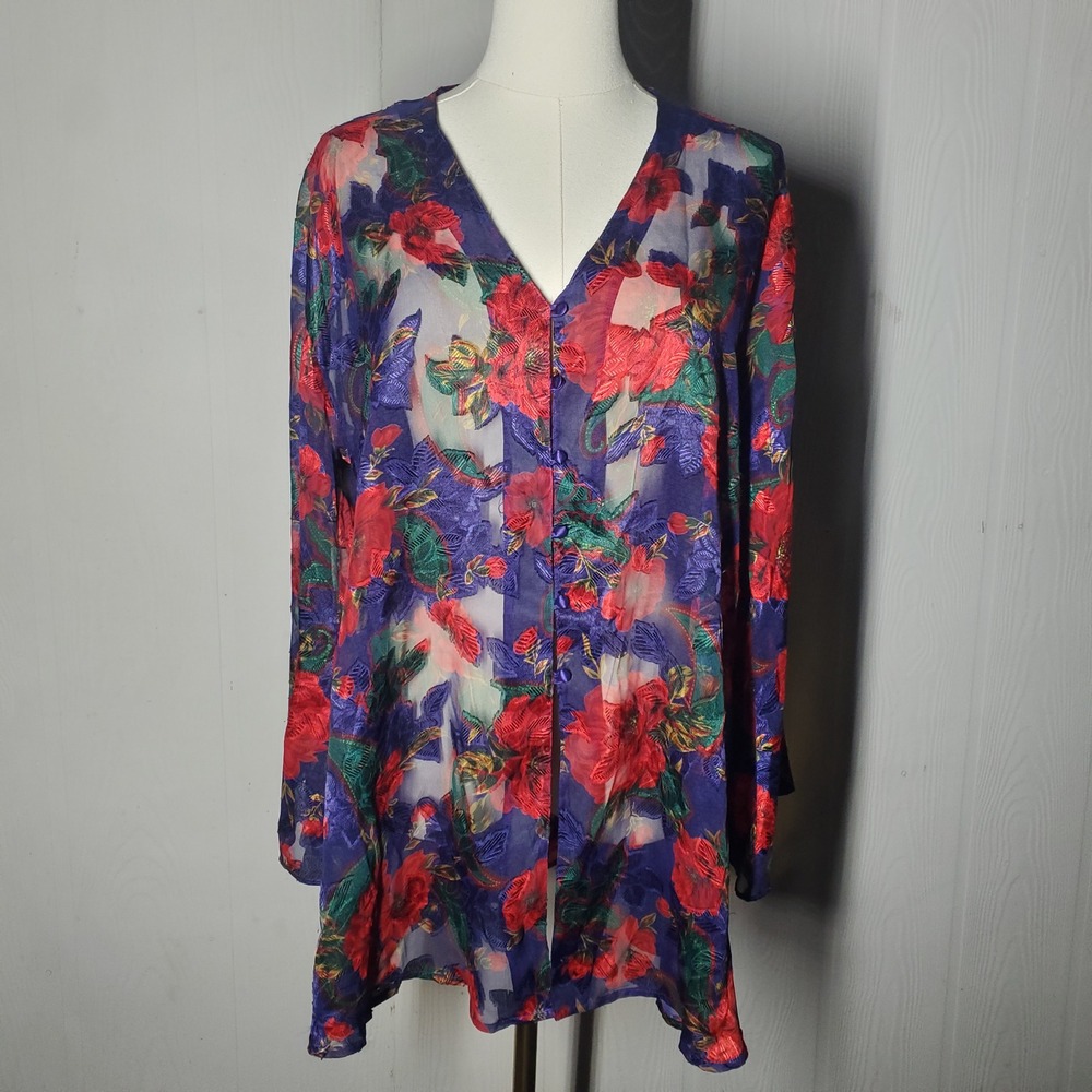 Vintage Victoria's Secret Gold Label Sheer Floral Top Woman Small Roses Y2K Boho